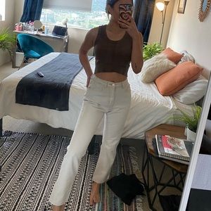 High waisted ivory cowboy jeans